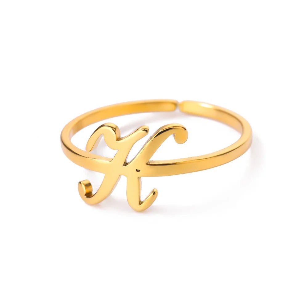 Dainty Adjustable Classy Letter Initial Rings - Veinci