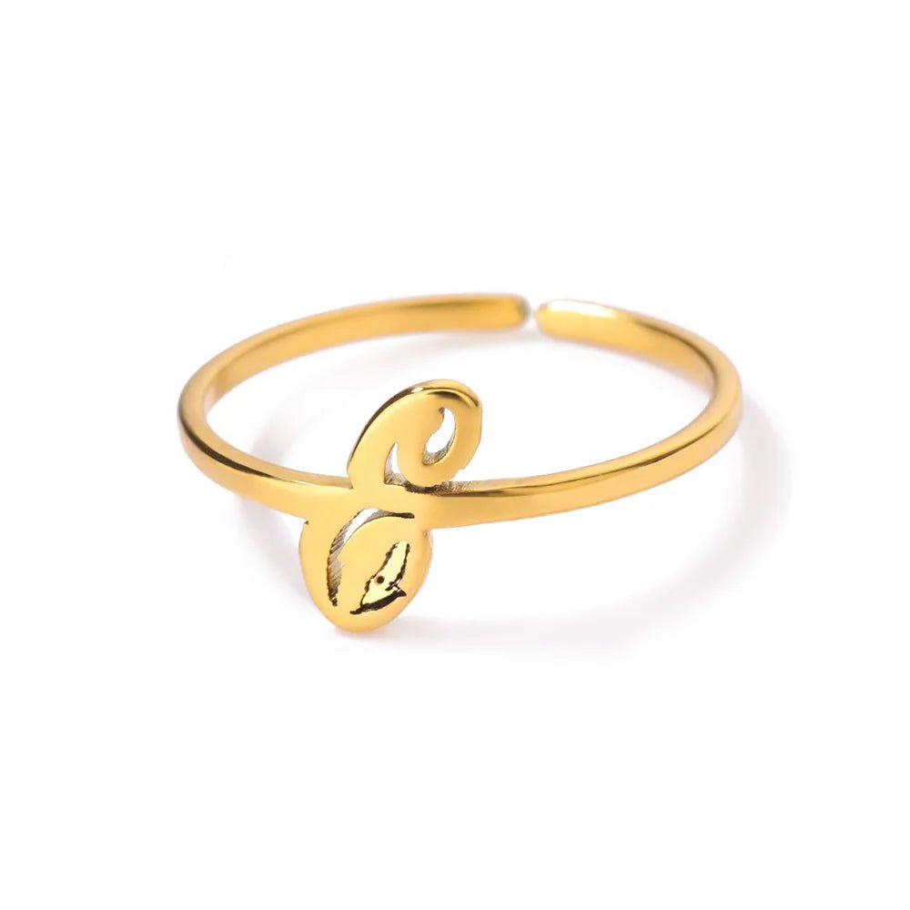 Dainty Adjustable Classy Letter Initial Rings - Veinci