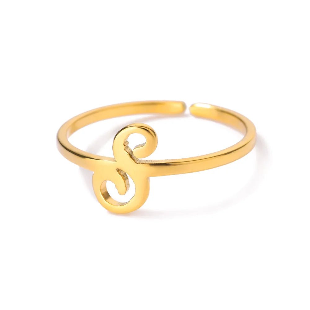 Dainty Adjustable Classy Letter Initial Rings - Veinci