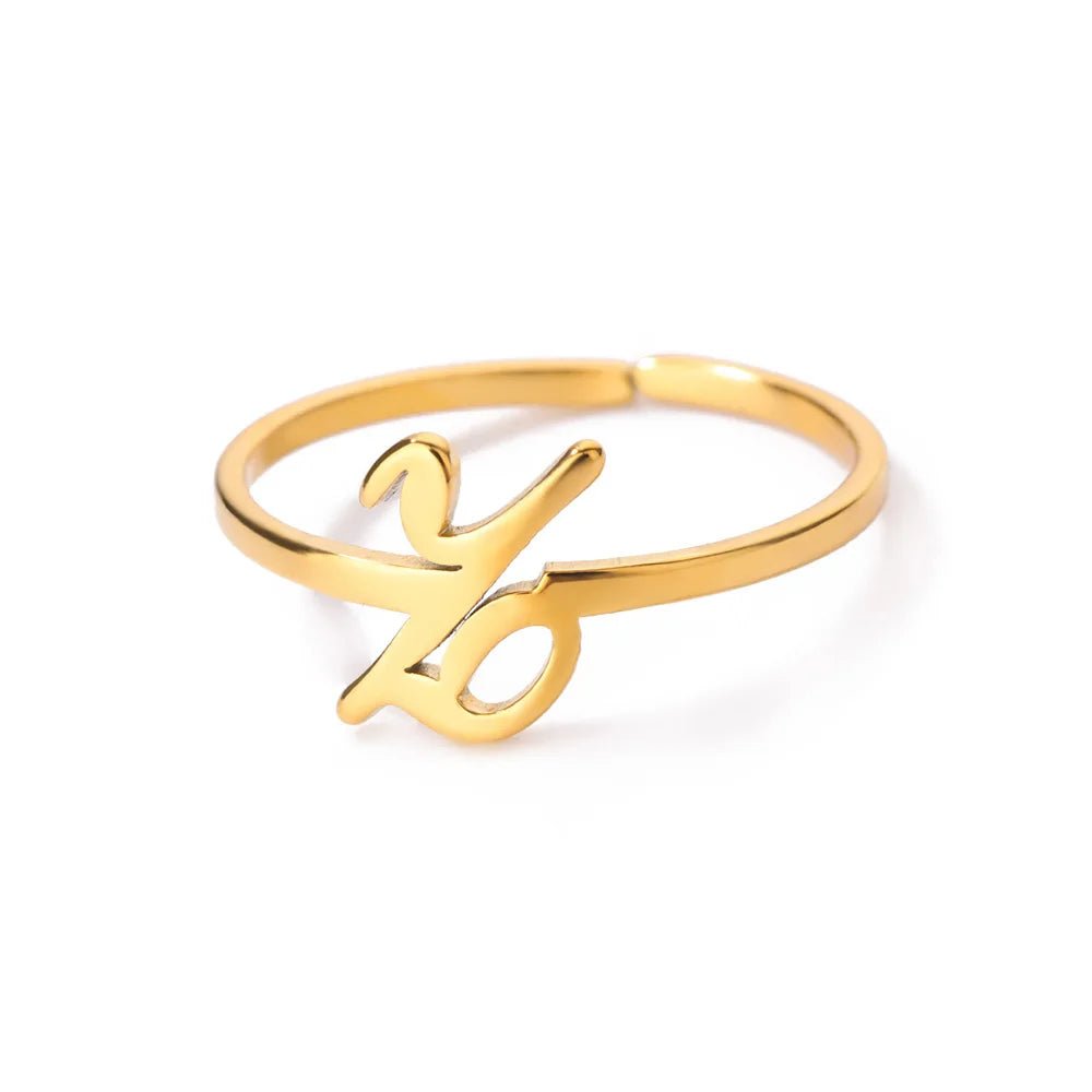 Dainty Adjustable Classy Letter Initial Rings - Veinci