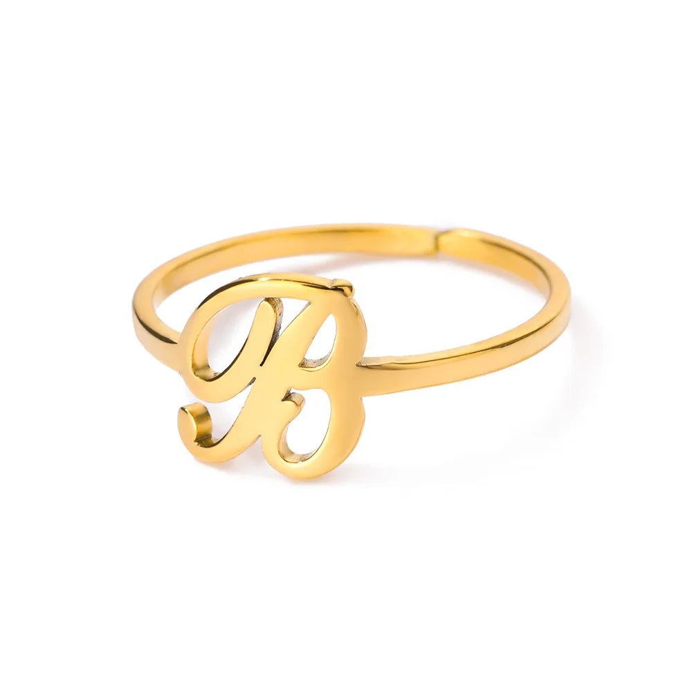 Dainty Adjustable Classy Letter Initial Rings - Veinci