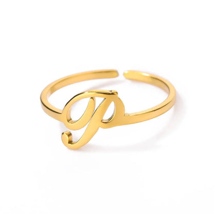 Dainty Adjustable Classy Letter Initial Rings - Veinci