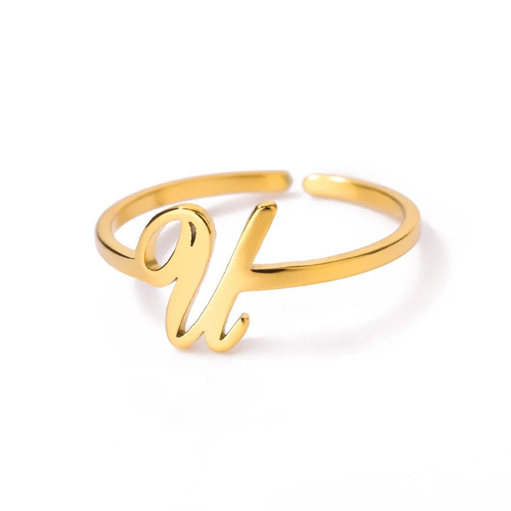 Dainty Adjustable Classy Letter Initial Rings - Veinci