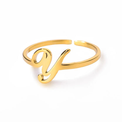 Dainty Adjustable Classy Letter Initial Rings - Veinci