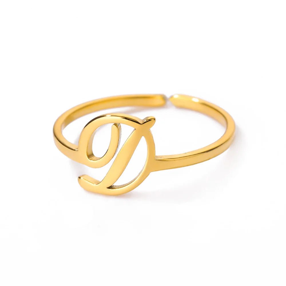 Dainty Adjustable Classy Letter Initial Rings - Veinci