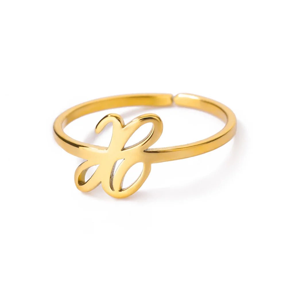 Dainty Adjustable Classy Letter Initial Rings - Veinci