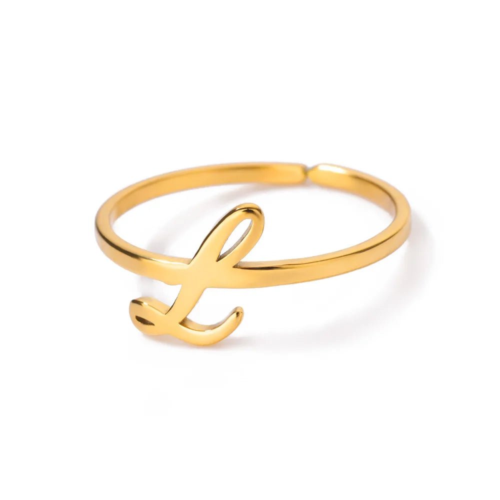 Dainty Adjustable Classy Letter Initial Rings - Veinci