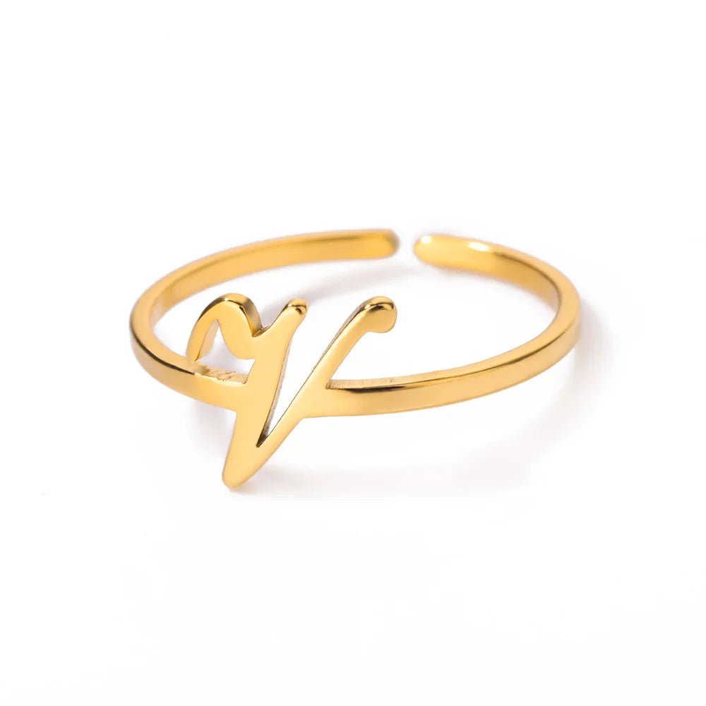 Dainty Adjustable Classy Letter Initial Rings - Veinci