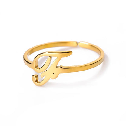 Dainty Adjustable Classy Letter Initial Rings - Veinci