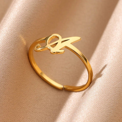 Dainty Adjustable Classy Letter Initial Rings - Veinci