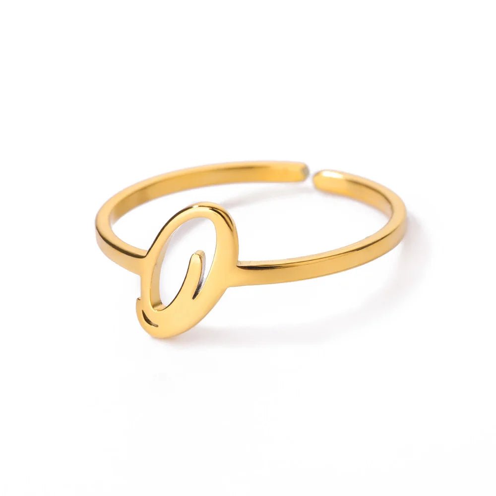 Dainty Adjustable Classy Letter Initial Rings - Veinci