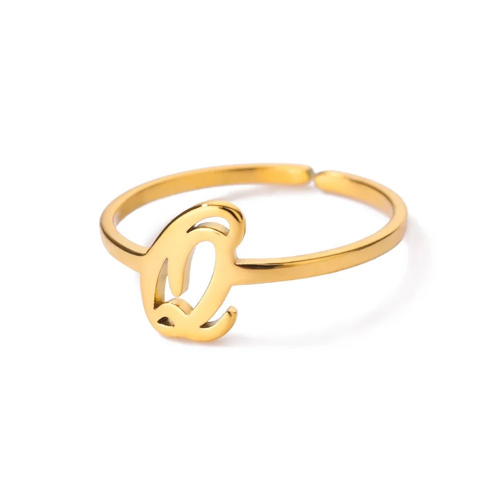 Dainty Adjustable Classy Letter Initial Rings - Veinci