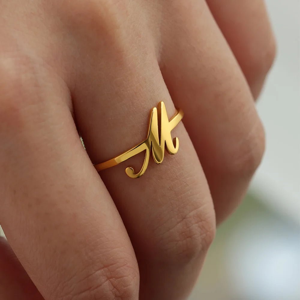 Dainty Adjustable Classy Letter Initial Rings - Veinci