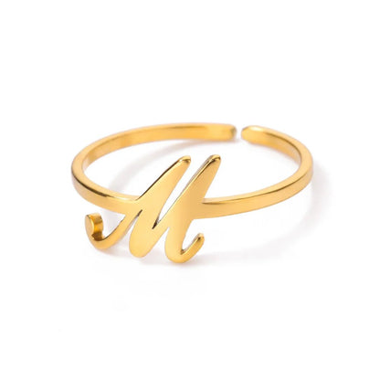 Dainty Adjustable Classy Letter Initial Rings - Veinci