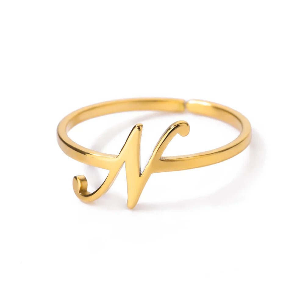 Dainty Adjustable Classy Letter Initial Rings - Veinci