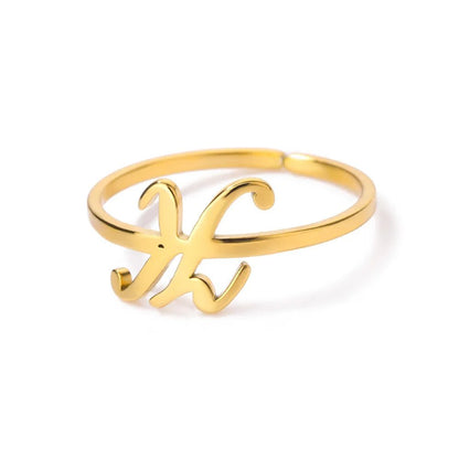 Dainty Adjustable Classy Letter Initial Rings - Veinci