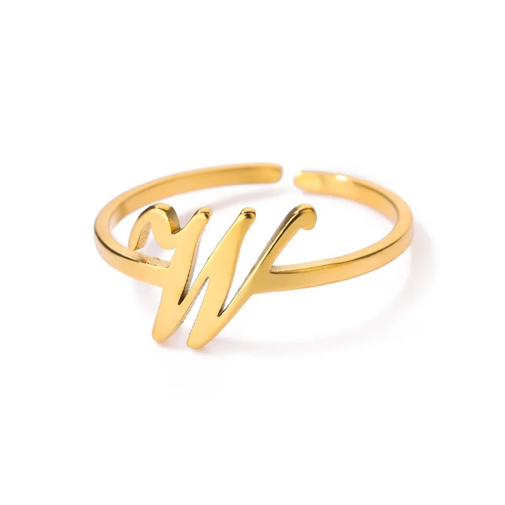 Dainty Adjustable Classy Letter Initial Rings - Veinci