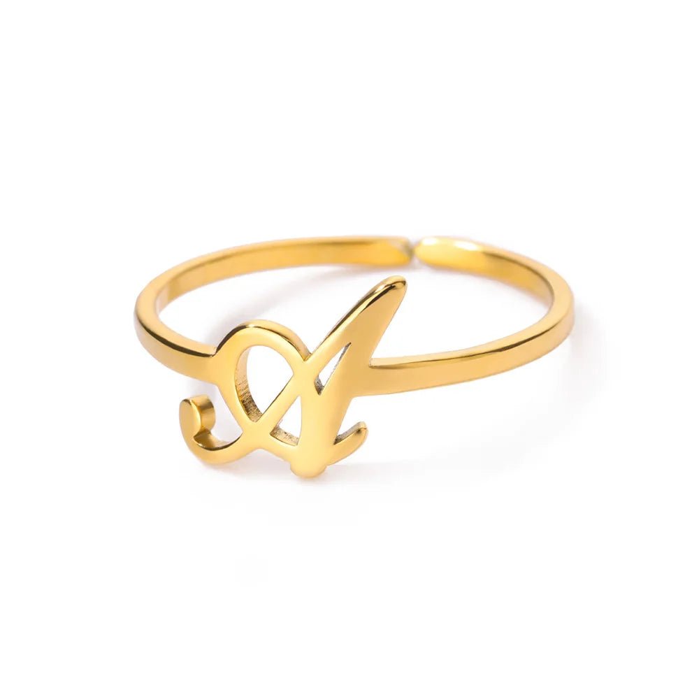 Dainty Adjustable Classy Letter Initial Rings - Veinci