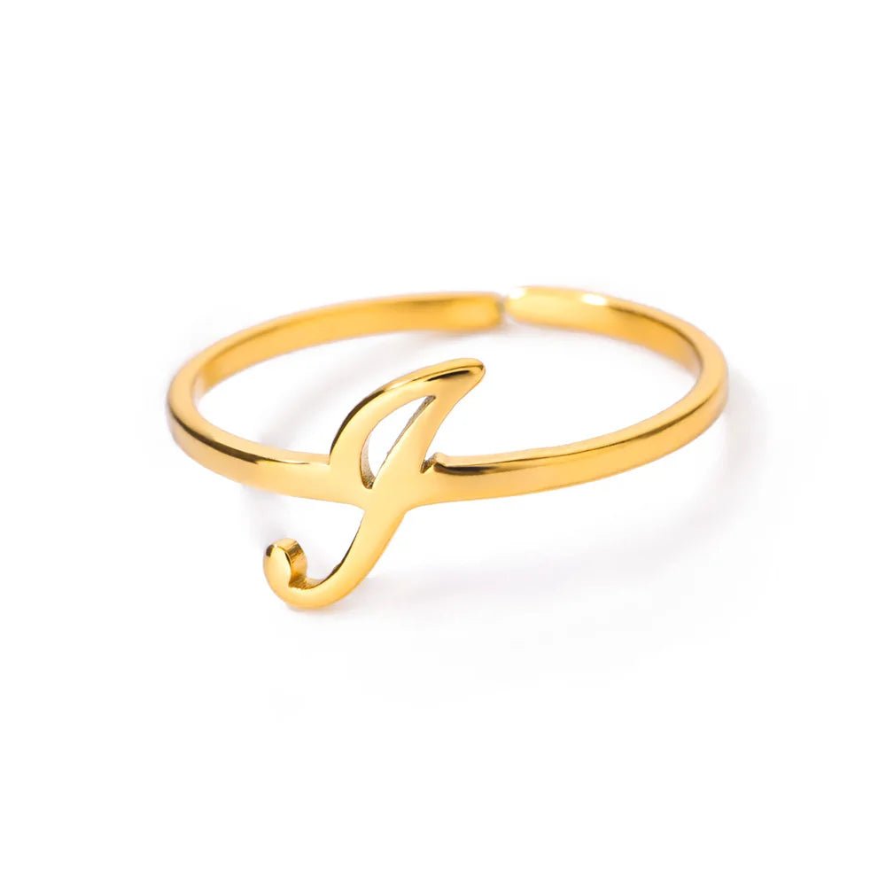 Dainty Adjustable Classy Letter Initial Rings - Veinci