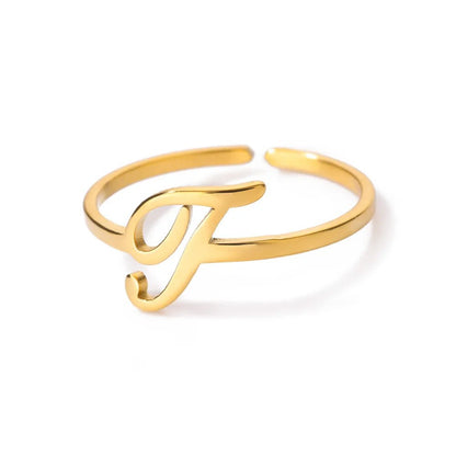 Dainty Adjustable Classy Letter Initial Rings - Veinci