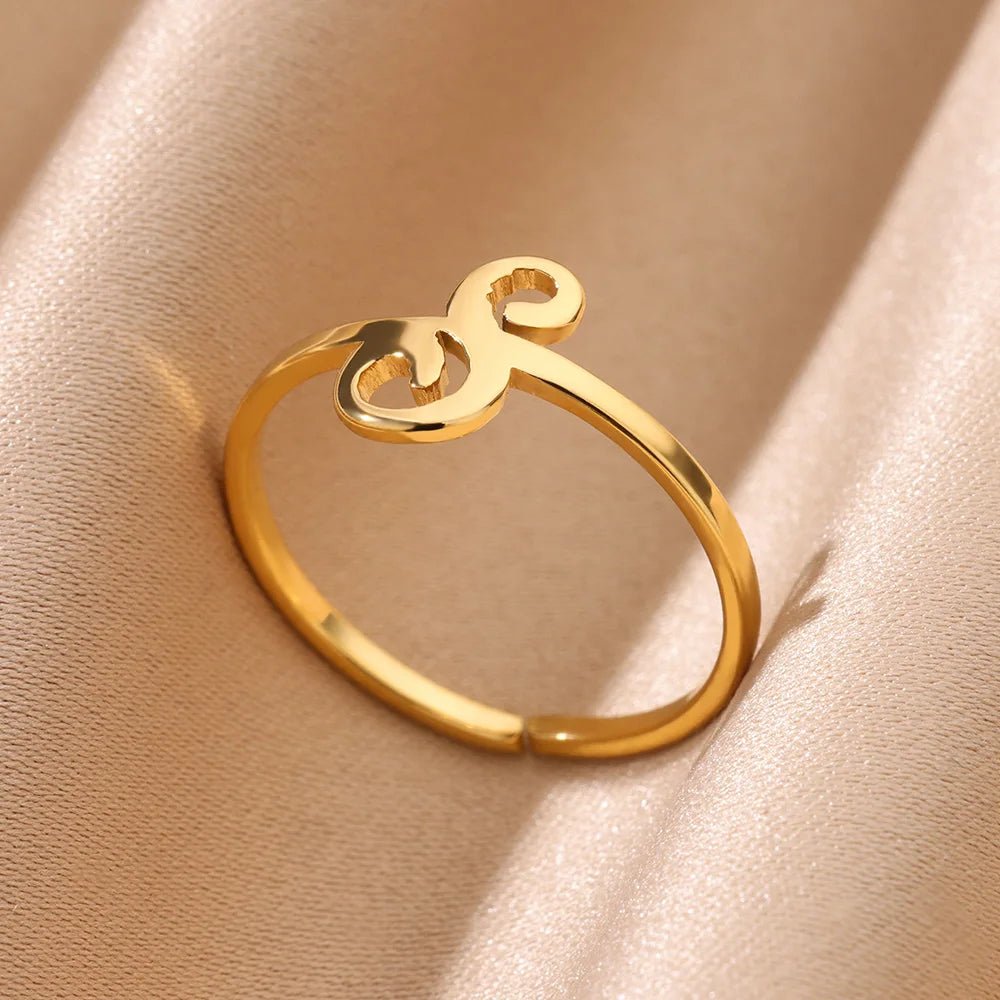 Dainty Adjustable Classy Letter Initial Rings - Veinci