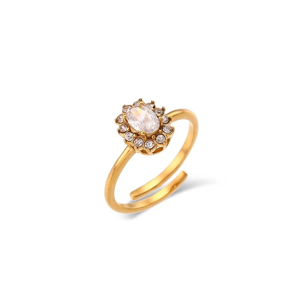 Dainty Adjustable Oval Diamond Rings - Veinci