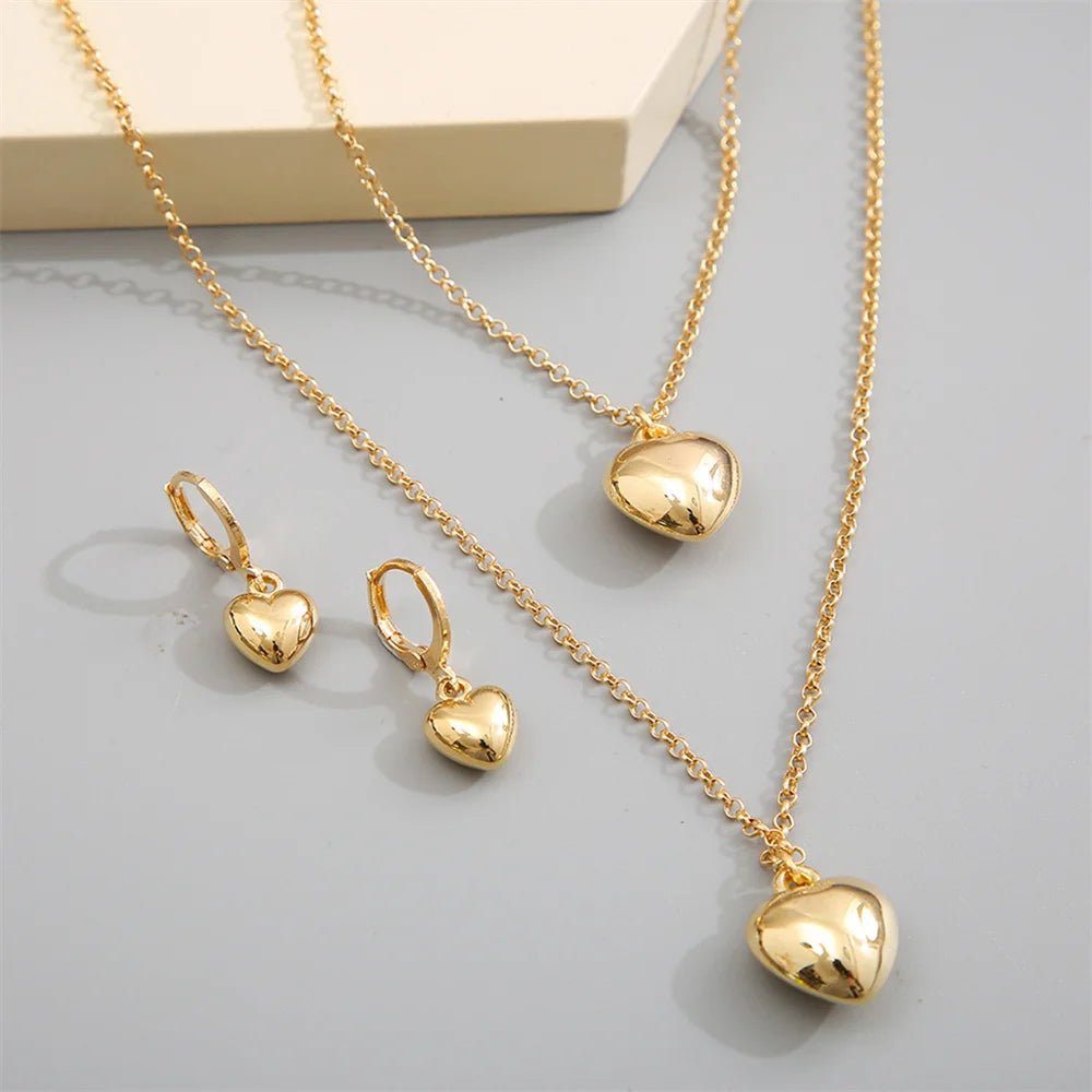 Dainty Balloon Heart Necklace, Bracelet, and Earring Set - Veinci