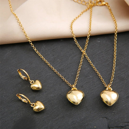 Dainty Balloon Heart Necklace, Bracelet, and Earring Set - Veinci