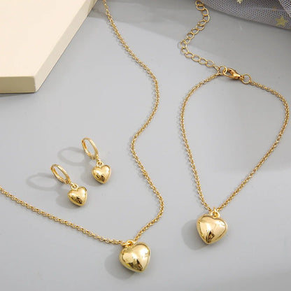 Dainty Balloon Heart Necklace, Bracelet, and Earring Set - Veinci