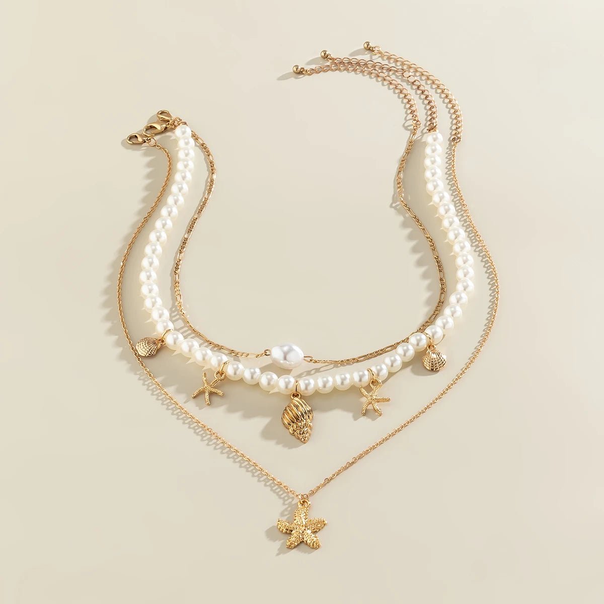 Dainty Beach Adventure Necklace Stack - Veinci