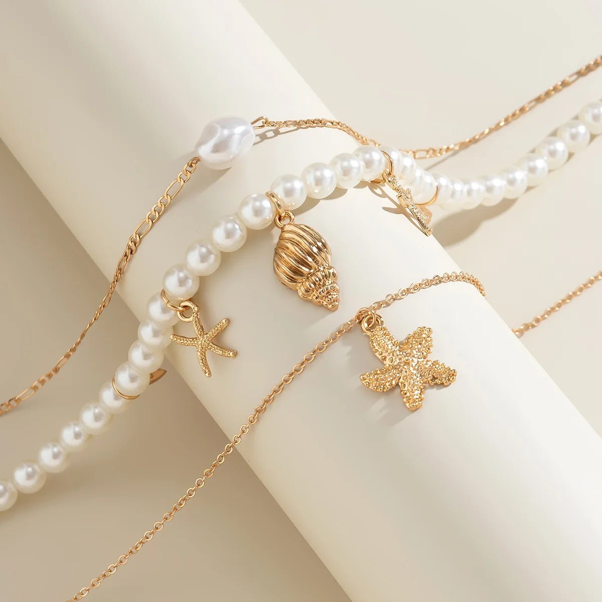 Dainty Beach Adventure Necklace Stack - Veinci