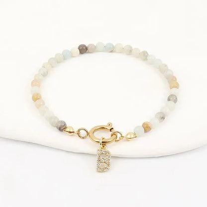 Dainty Beaded Initial Bracelet - Veinci