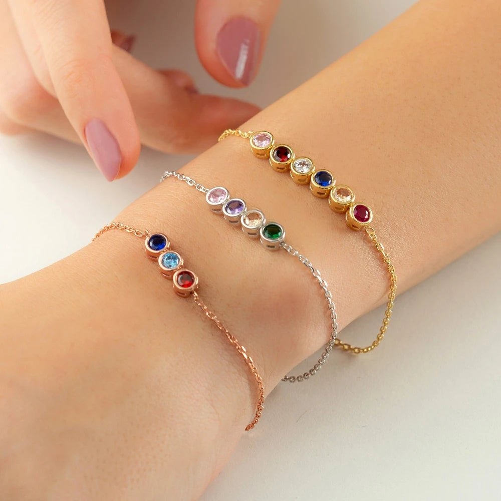 Dainty Birthstone Chain Bracelet - Veinci