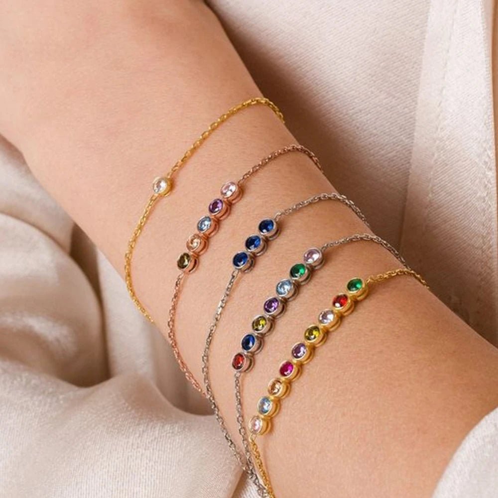 Dainty Birthstone Chain Bracelet - Veinci