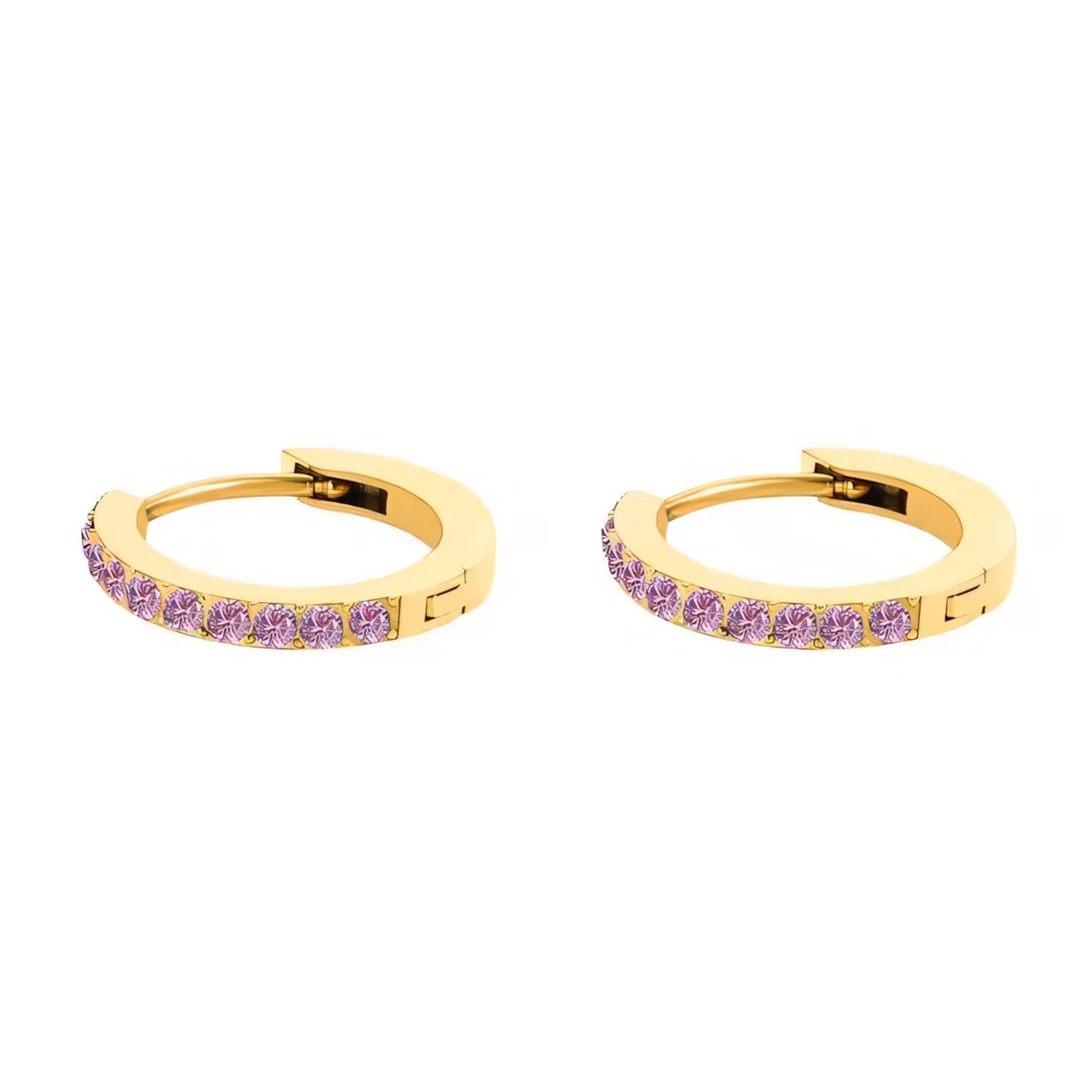 Dainty Birthstone Hoop Huggie Earrings - Veinci