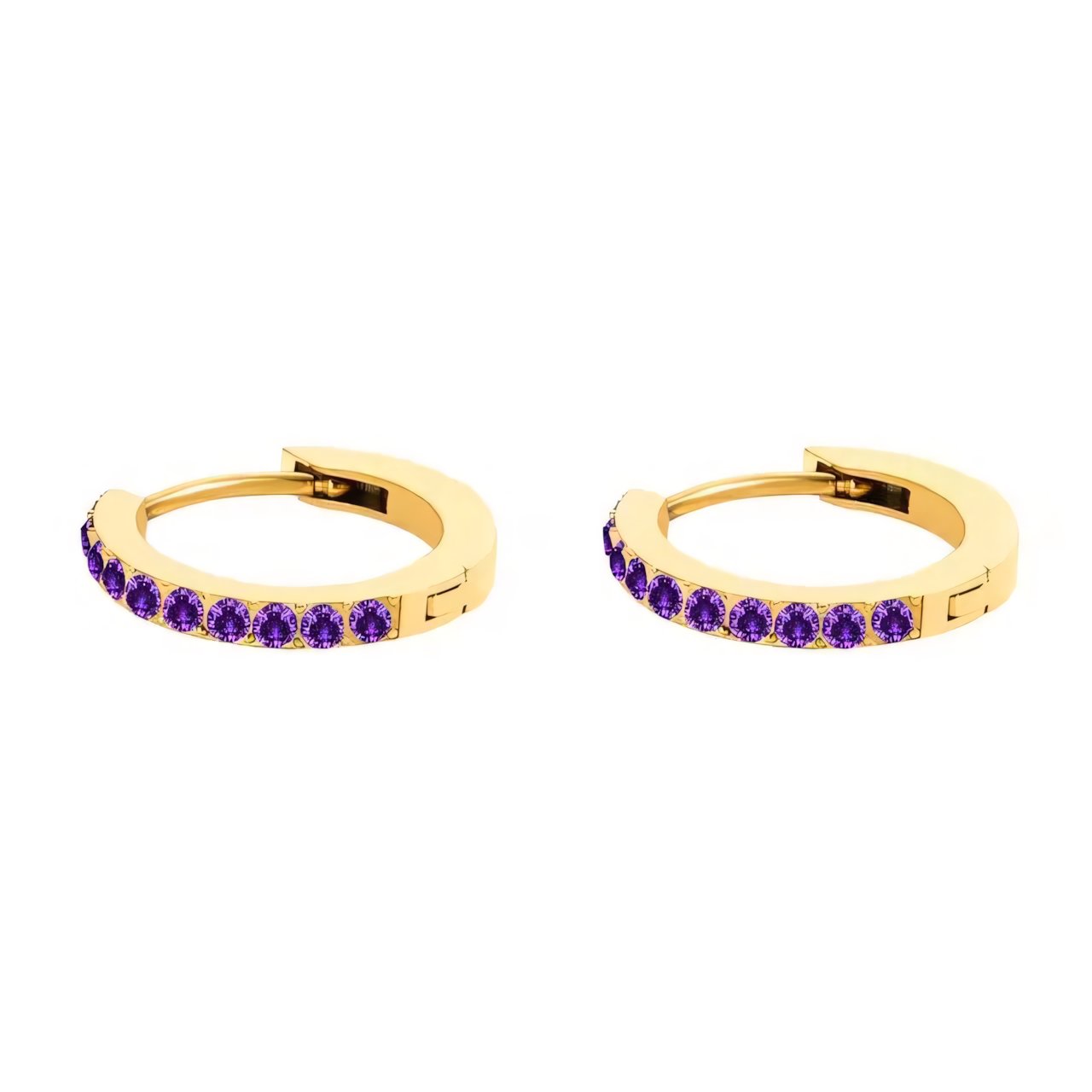 Dainty Birthstone Hoop Huggie Earrings - Veinci