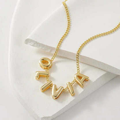 Dainty Bubble Letter Name Necklace - Veinci