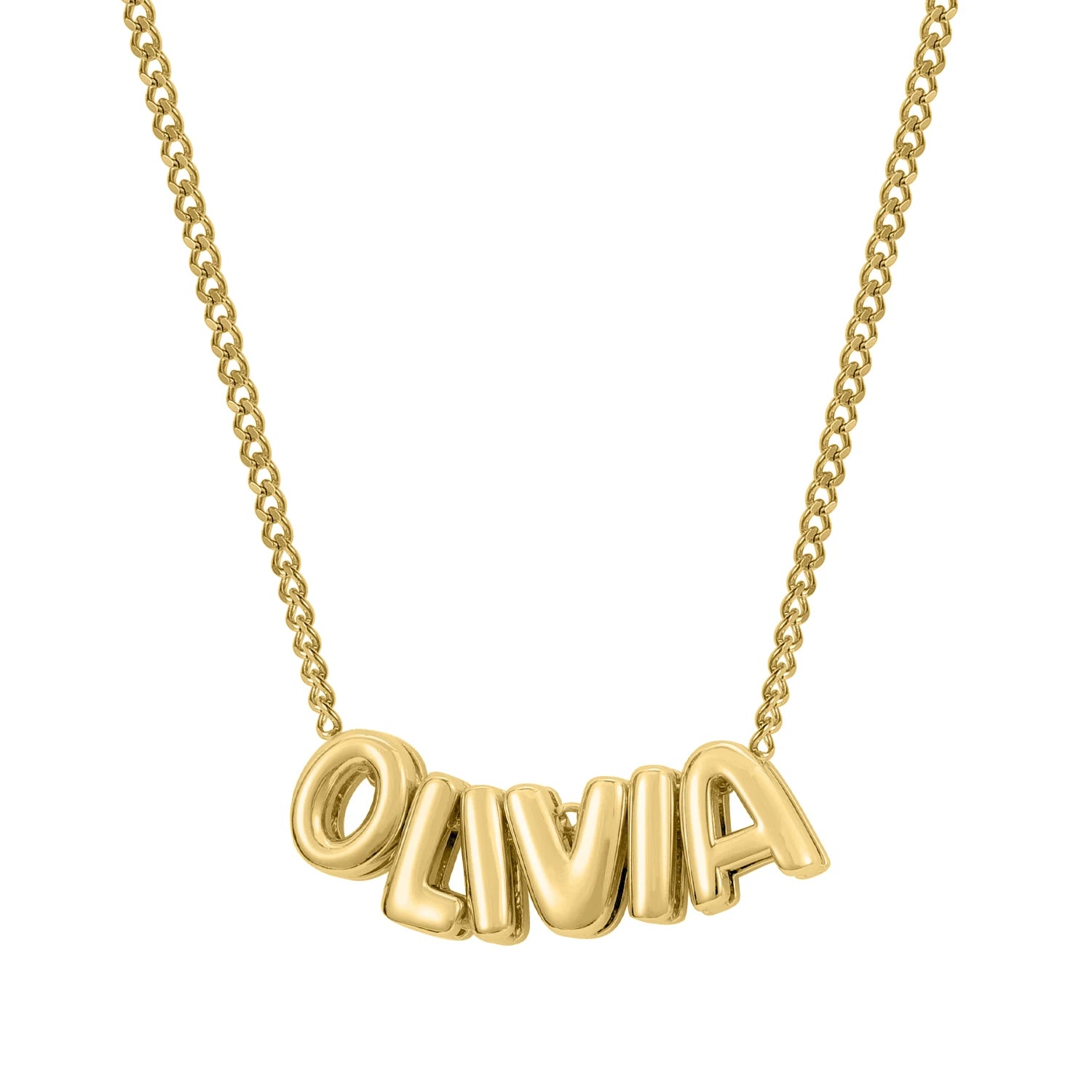 Dainty Bubble Letter Name Necklace - Veinci