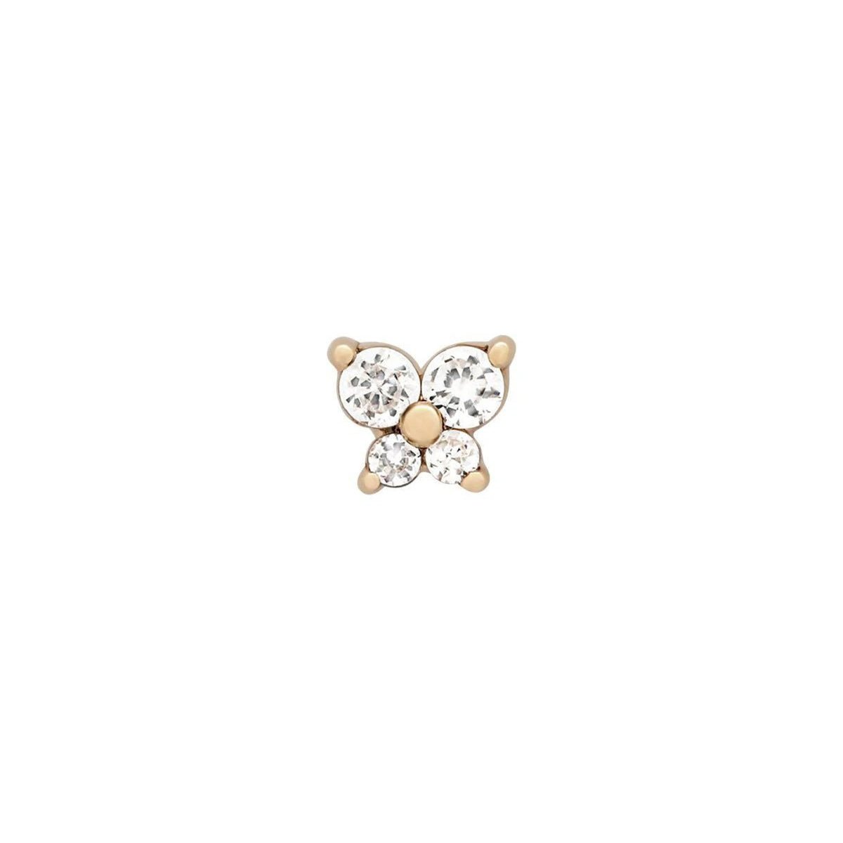 Dainty Butterfly Birthstone Stud Earring - Veinci