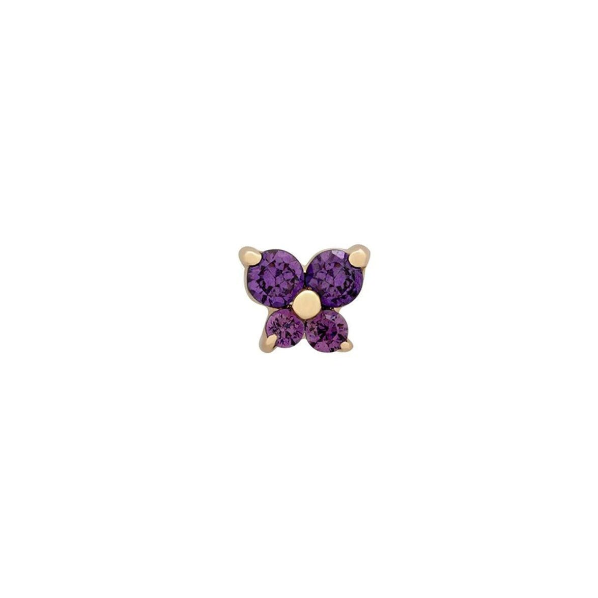 Dainty Butterfly Birthstone Stud Earring - Veinci