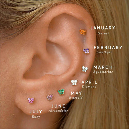 Dainty Butterfly Birthstone Stud Earring - Veinci