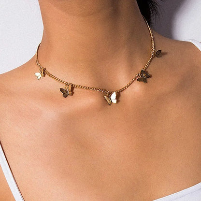 Dainty Butterfly Choker Necklace - Veinci