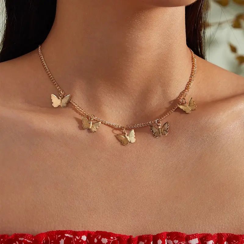 Dainty Butterfly Choker Necklace - Veinci