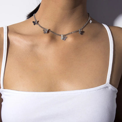 Dainty Butterfly Choker Necklace - Veinci