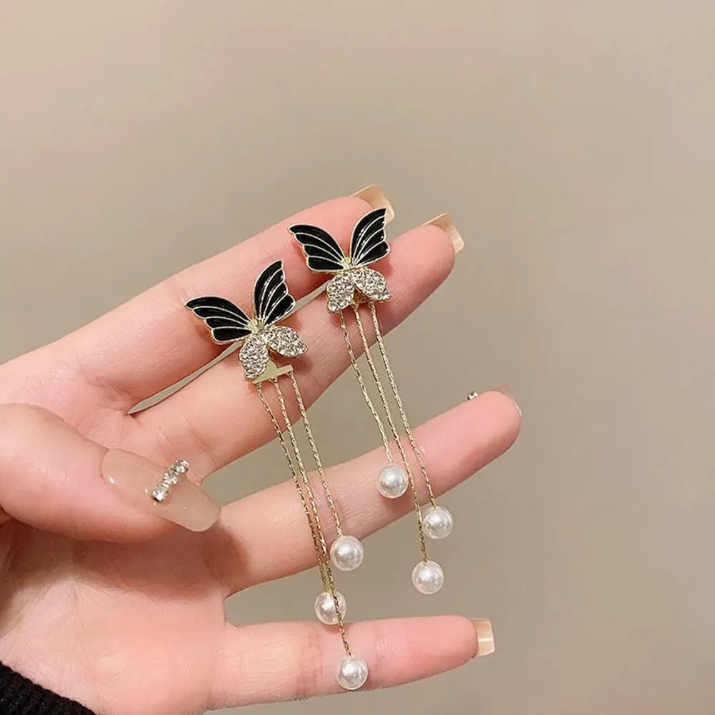 Dainty Butterfly Dangle Earrings - Veinci
