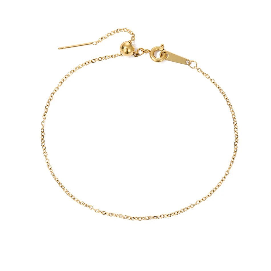 Dainty Chain Diamond Initial Bracelet - Veinci