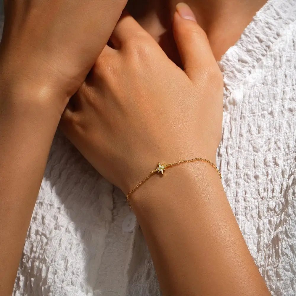 Dainty Chain North Star Bracelet - Veinci