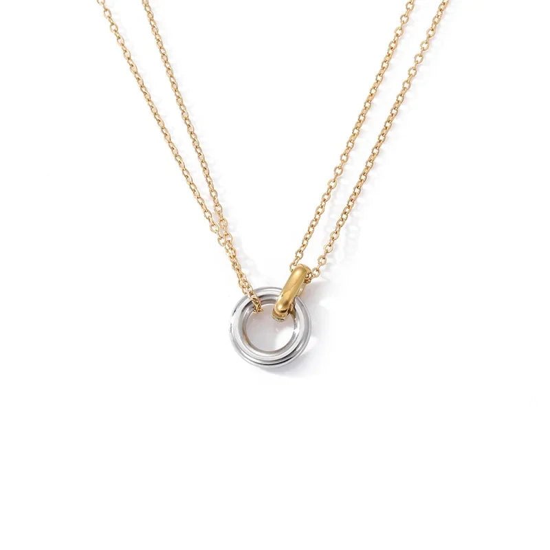 Dainty Circular Layered Love Necklace - Veinci