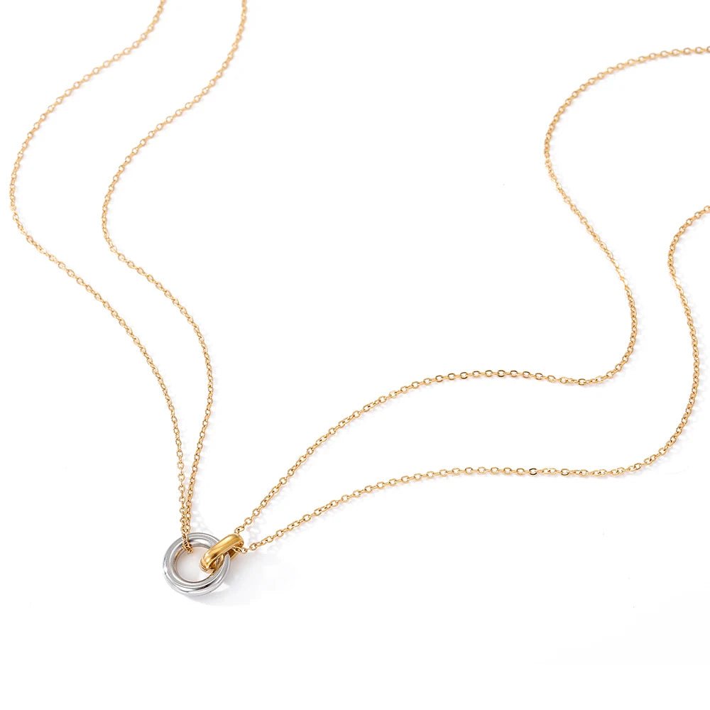 Dainty Circular Layered Love Necklace - Veinci