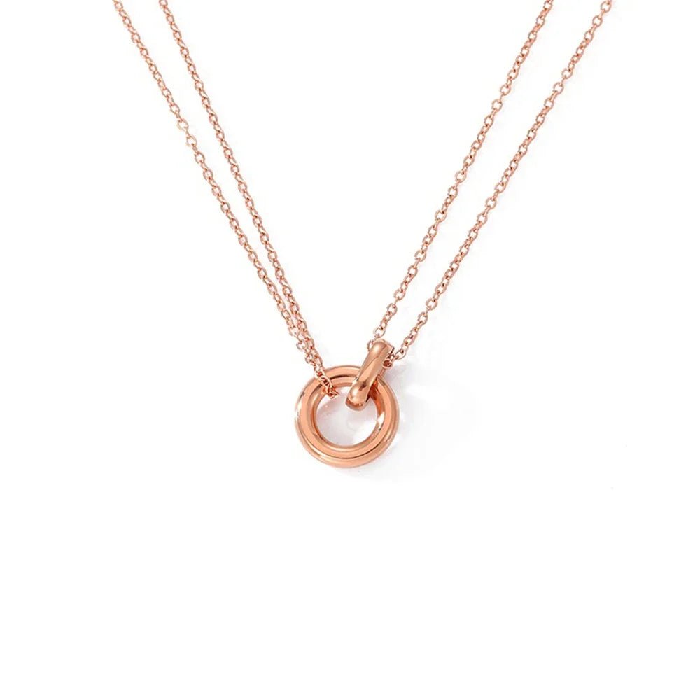 Dainty Circular Layered Love Necklace - Veinci